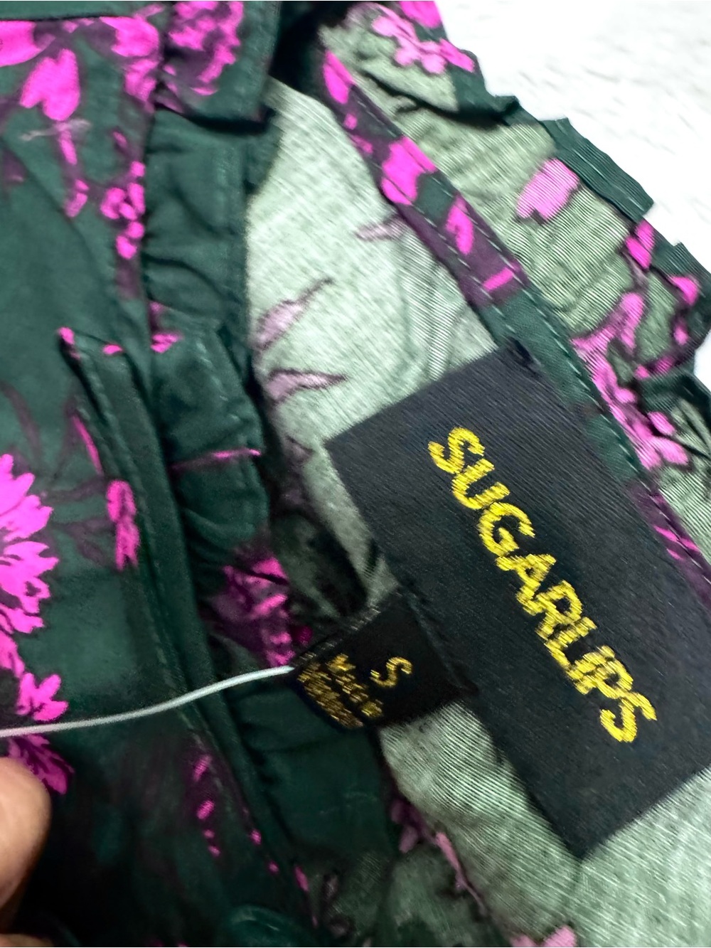 NWT- SUGARLIPS Close To You Sammy Ruffle Drop Waist Green Floral Mini Dress - Picture 9 of 15